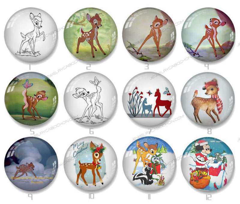 Handmade Round Photo Glass Cabochon deer 1105B