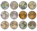 Handmade Round Photo Glass Cabochon map 1303B