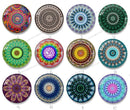 Handmade Round Photo Glass Cabochon geometric Pattern 1400B