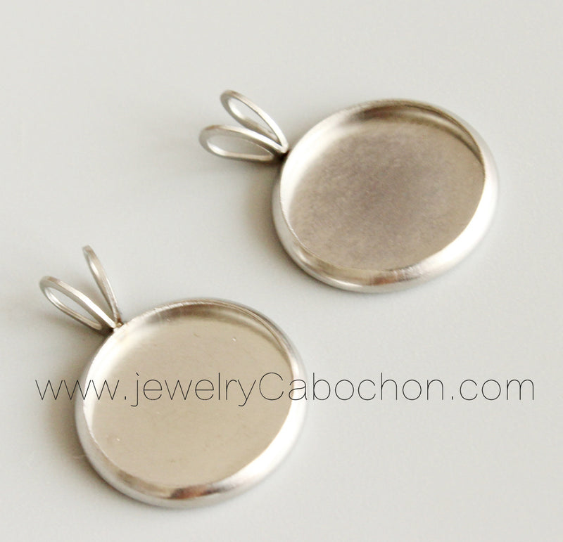 20pcs 8-25mm stainless steel V ring pendant blank Settings,Bezel Pendant base trays