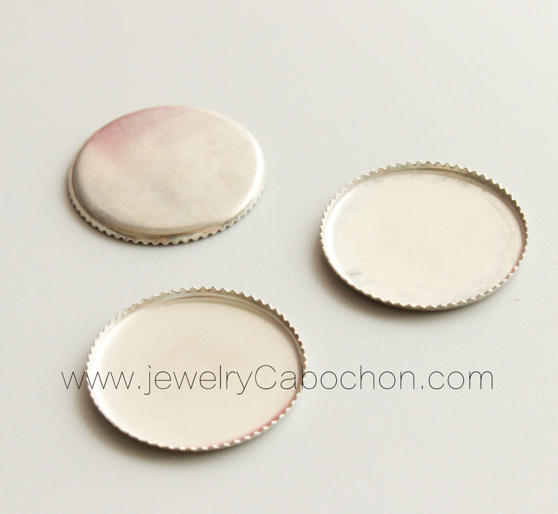 50pcs 18mm 20mm 25m teeth stainless steel pendant blank Settings,Bezel Pendant base trays