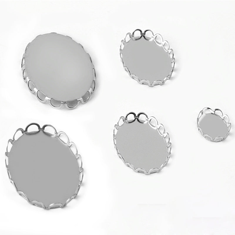 50pcs 13x18mm/ 18x25mm Oval Stainless Steel lace Bezel  Bezel Cabochon Settings Trays ,Glass Bezel Blanks