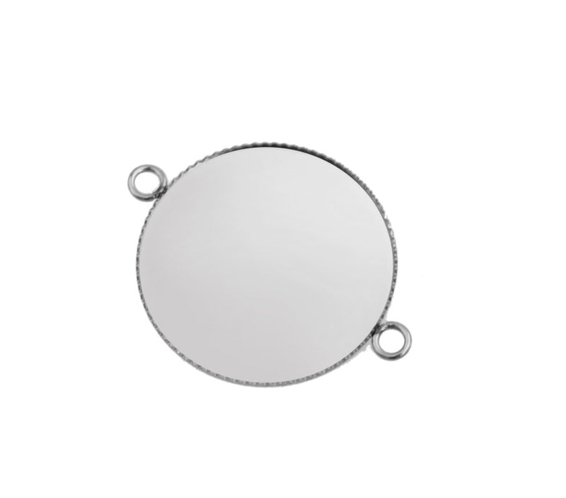 50pcs 18-25mm stainless steel tooth pendant blank Settings,Bezel Pendant base trays W/ Two Closed Rings
