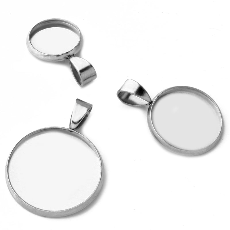 20pcs 6/8/10/12/14/16/18/20/25mm stainless steel pendant blank Settings,Bezel Pendant base trays