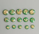 20pcs  8mm 10mm 12mm green Gold foil Faux Druzy Resin Cabochons, Glitter Resin Cabochons