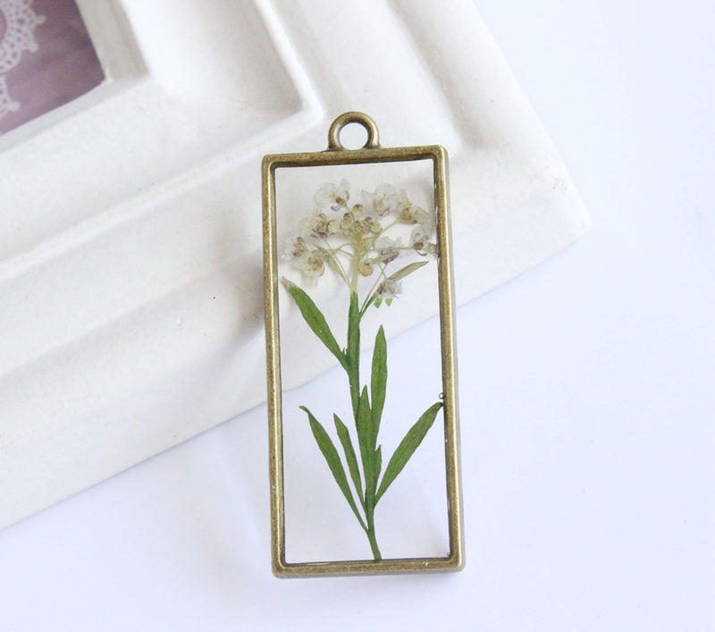 1pcs Handmade real Resin pressed flower pendant necklace