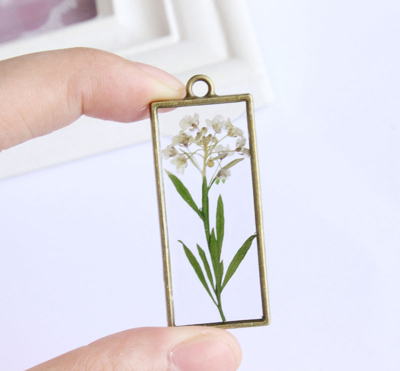 1pcs Handmade real Resin pressed flower pendant necklace