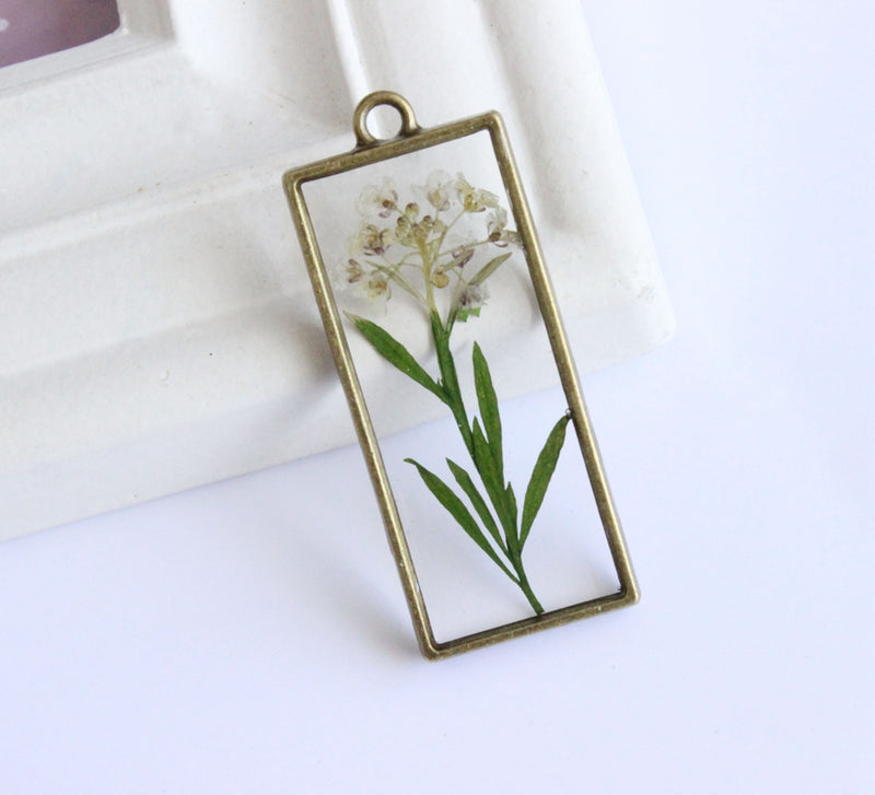 1pcs Handmade real Resin pressed flower pendant necklace
