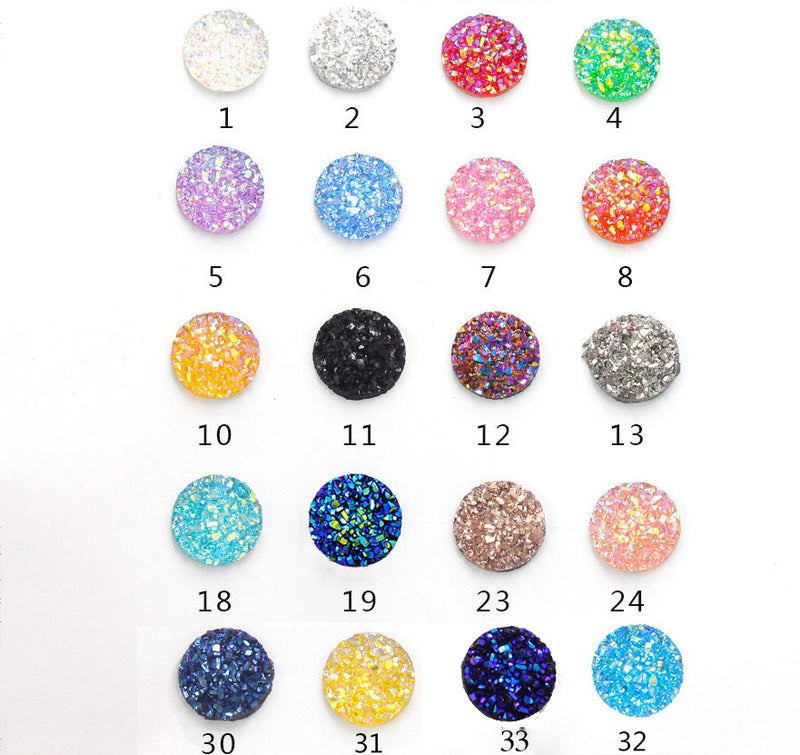 20pcs 12mm Faux Druzy Resin Gypsophila Stainless steel earrings