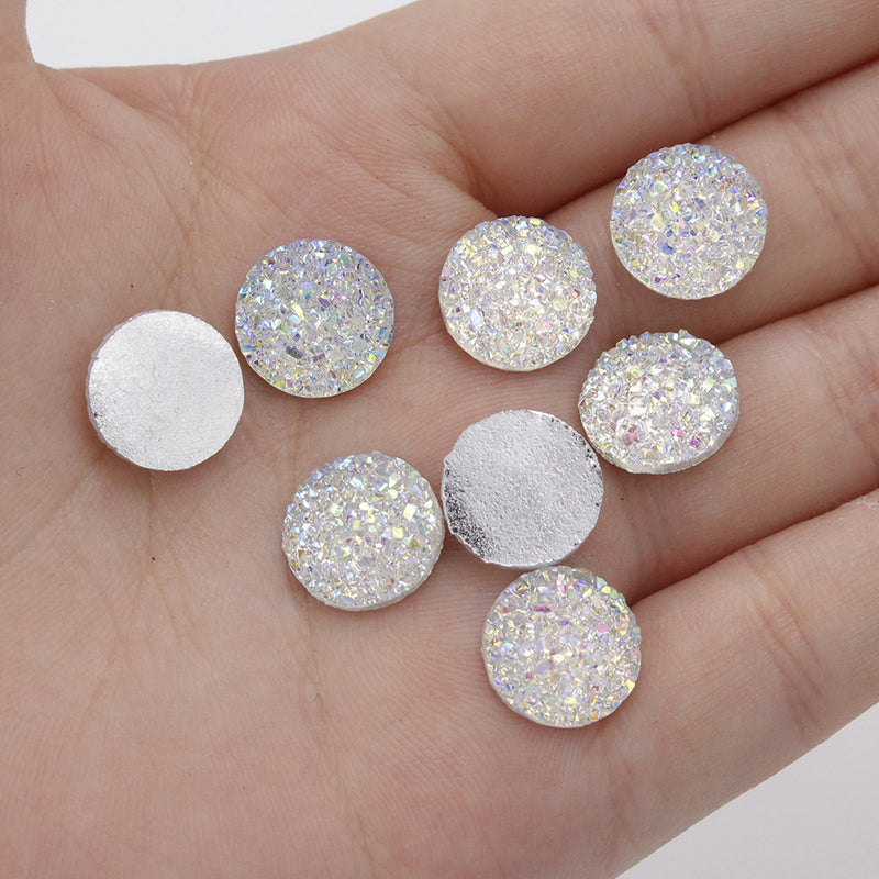 20pcs 12mm Faux Druzy Resin Gypsophila Stainless steel earrings