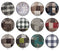 Handmade Round Photo Glass Cabochon Checkered 2002B