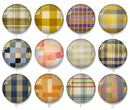Handmade Round Photo Glass Cabochon Checkered 2004B