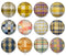 Handmade Round Photo Glass Cabochon Checkered 2004B