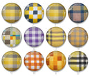 Handmade Round Photo Glass Cabochon Checkered 2005B