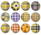 Handmade Round Photo Glass Cabochon Checkered 2005B