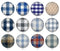 Handmade Round Photo Glass Cabochon Checkered 2010B