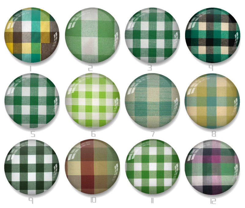 Handmade Round Photo Glass Cabochon Checkered 2012B