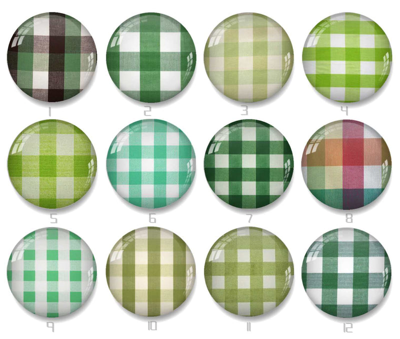 Handmade Round Photo Glass Cabochon Checkered 2013B