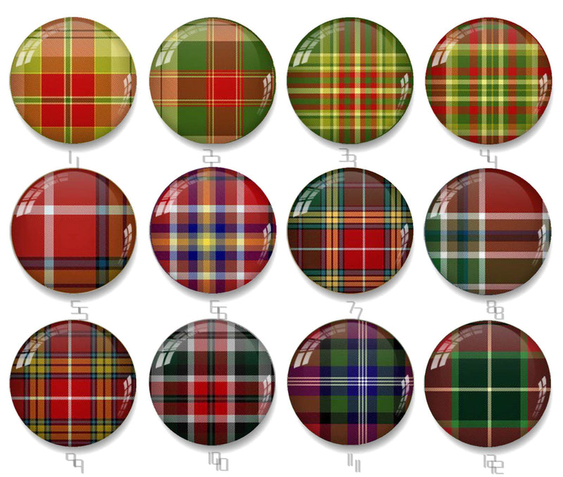 Handmade Round Photo Glass Cabochon Checkered 2490B