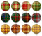 Handmade Round Photo Glass Cabochon Checkered 2491B
