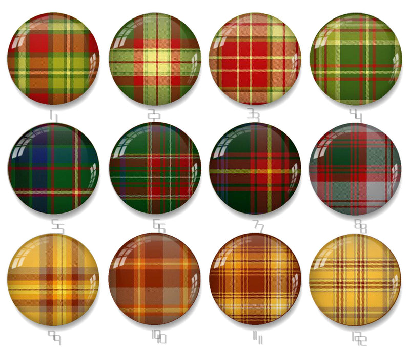 Handmade Round Photo Glass Cabochon Checkered 2491B