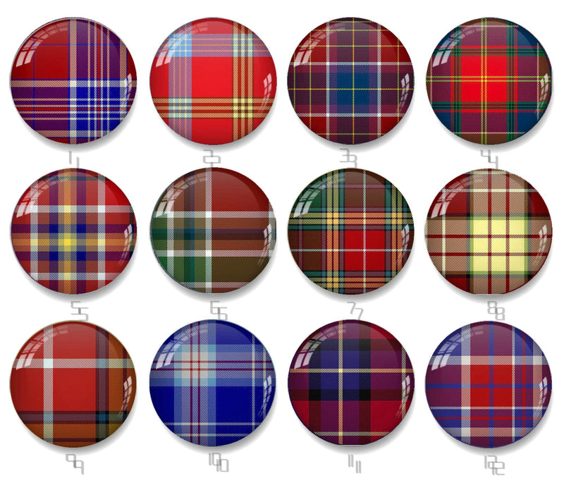 Handmade Round Photo Glass Cabochon Checkered 2494B