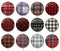 Handmade Round Photo Glass Cabochon Checkered 2498B