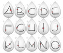 Handmade Teardrop Photo Glass Cabochons letter B687