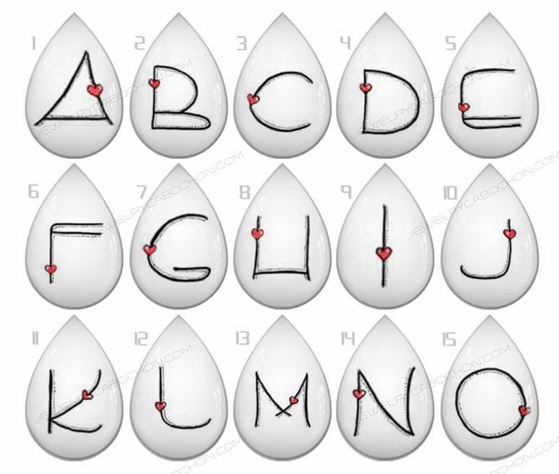 Handmade Teardrop Photo Glass Cabochons letter B687
