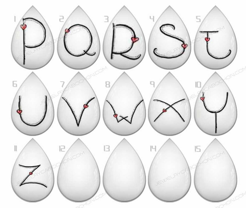 Handmade Teardrop Photo Glass Cabochons letter 2B687