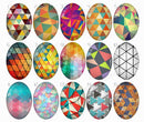 Handmade oval Photo Glass Cabochons Geometry B163