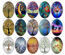 Handmade oval Photo Glass Cabochons Plant tree B188