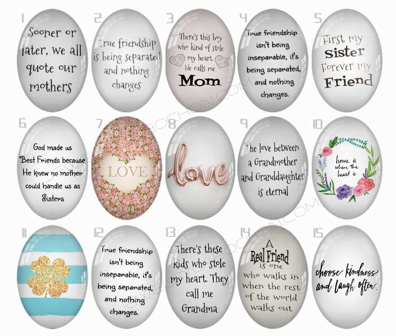 Handmade oval Photo Glass Cabochons Pattern text B209