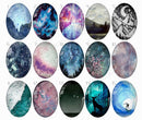 Handmade oval Photo Glass Cabochons Starry sky B218
