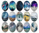 Handmade oval Photo Glass Cabochons Starry sky B224