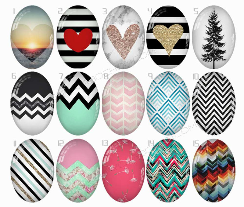 Handmade oval Photo Glass Cabochons Pattern B505