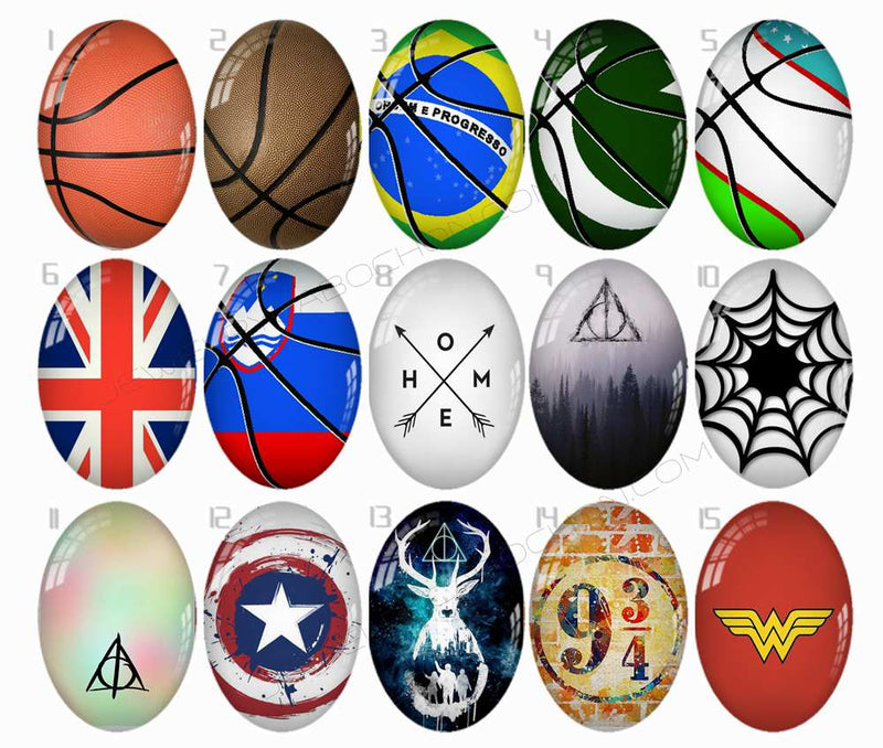 Handmade oval Photo Glass Cabochons Pattern B538