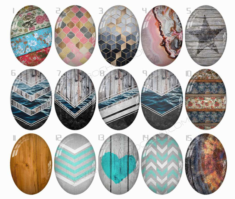 Handmade oval Photo Glass Cabochons Geometry B554