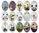 Handmade oval Photo Glass Cabochons Pattern B573