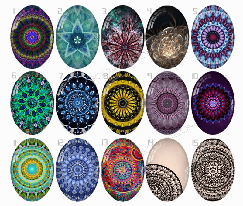 Handmade oval Photo Glass Cabochons Pattern B580