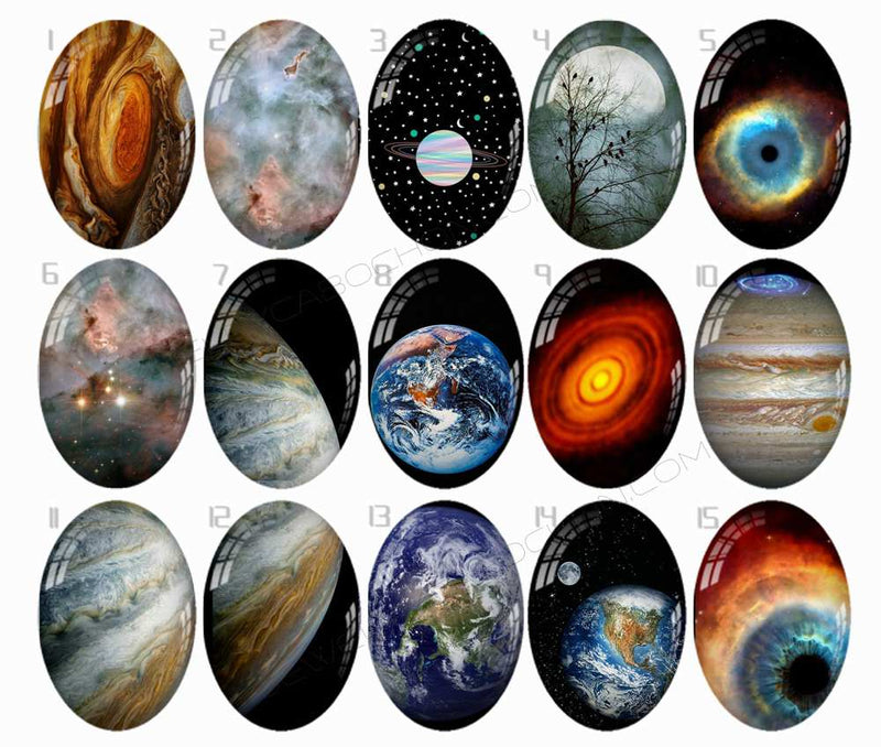 Handmade oval Photo Glass Cabochons Starry sky B604