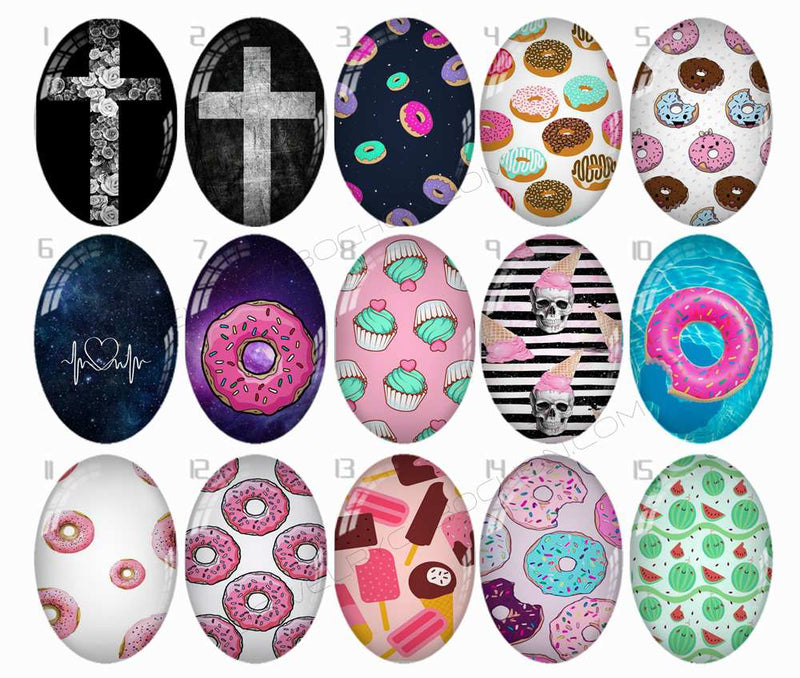 Handmade oval Photo Glass Cabochons Pattern B653