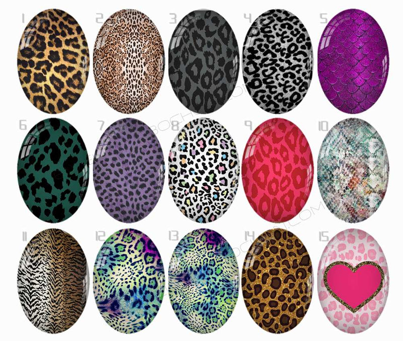 Handmade oval Photo Glass Cabochons Streaks B668