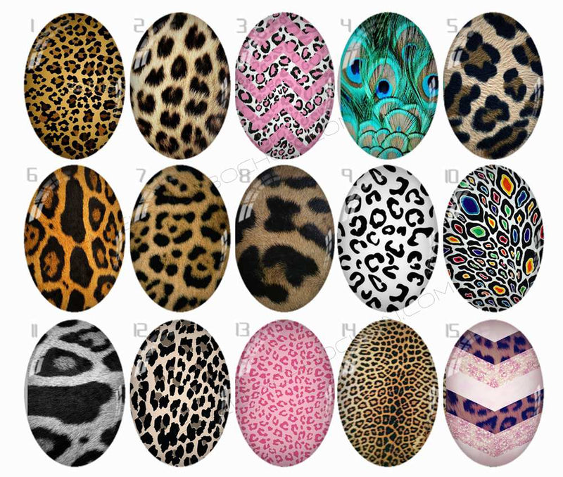 Handmade oval Photo Glass Cabochons Streaks B669