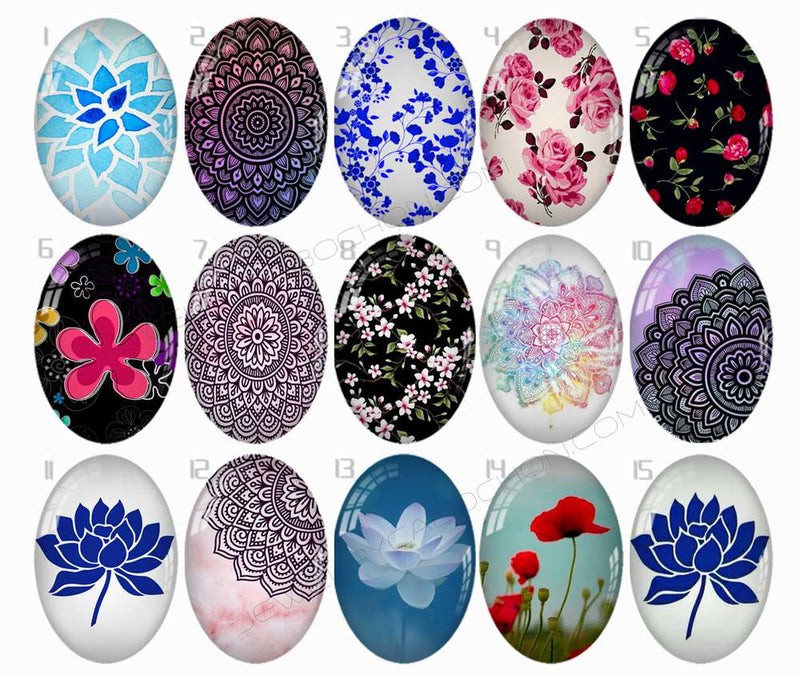 Handmade oval Photo Glass Cabochons patterns B686