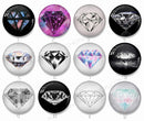 Handmade Round Photo Glass Cabachon geometric diamond 794 B