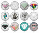 Handmade Round Photo Glass Cabachon geometric diamond 796