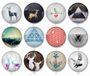 Handmade Round Photo Glass Cabachon geometric 799