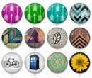 Handmade Round Photo Glass Cabachon geometric pattern 801