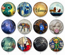 Handmade Round Photo Glass Cabachon geometric pattern 803